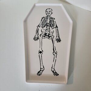 Threshold Stoneware Skeleton Halloween Coffin 13.25" Serving Platter